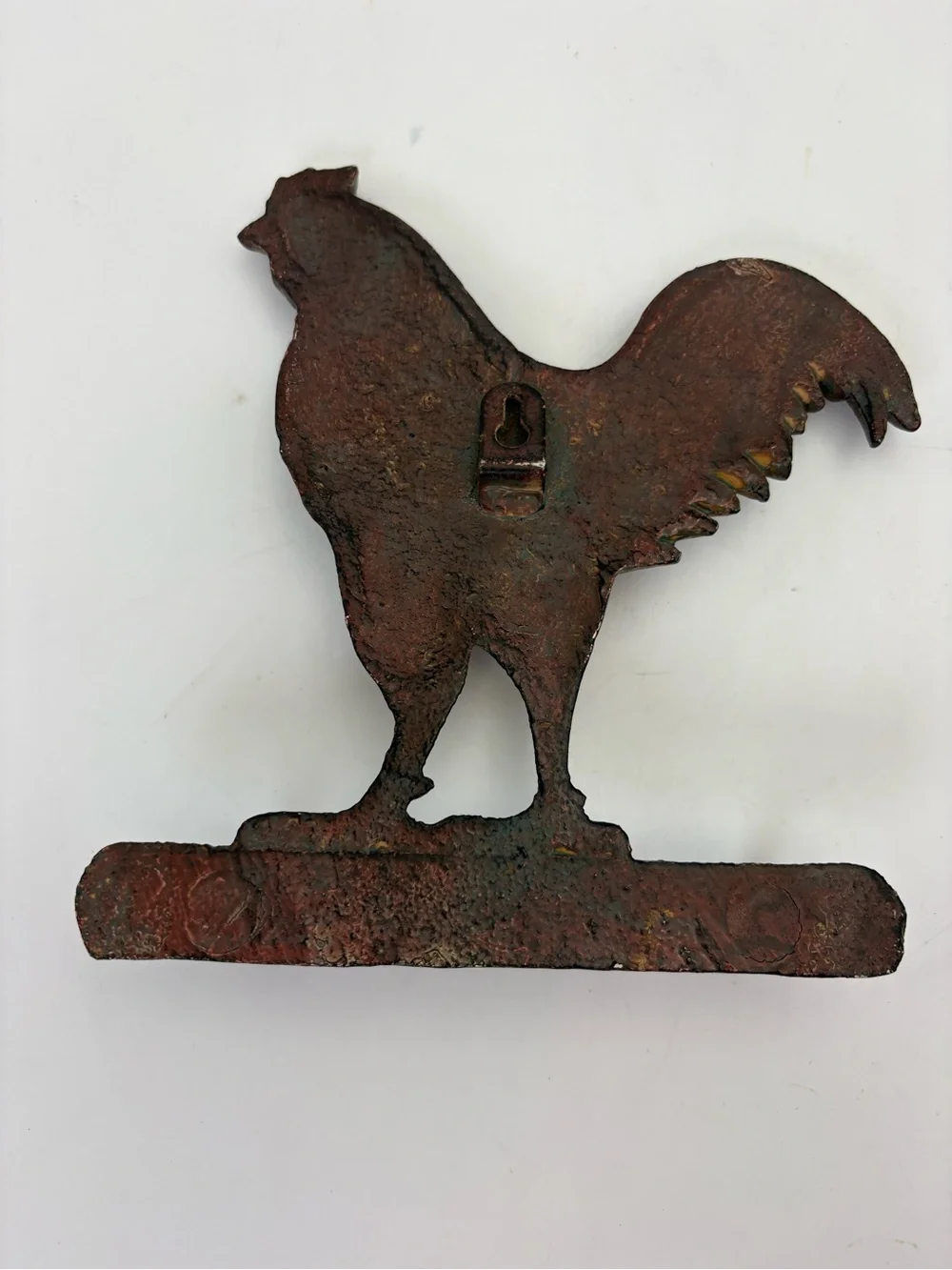 Rustic Iron Rooster Wall Hook - Brown Metal Home Decor